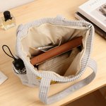 Personalised Corduroy Tote Bag with Birth Flower and Name | Large Capacity | Everyday Mother's Day Birthday Gift for Women