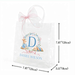 Personalized Bow Rabbit Initial Clear Gift Bag with Name Easter Holiday Party Favors Gift for Boys Girls