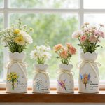 Personalized Exquisite Birth Flower Butterfly Ceramic Vase with Name Text Date Mother's Day Birthday Gift for Mom Grandma Female Friend