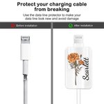Personalised Birth Flower Set of 2 Acrylic Cable Protector with Name iPhone Type-C Phone Accessory Birthday Gift for Family Friends