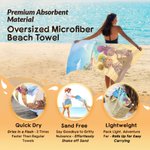 Personalizzato Beach Scenery Cartoon Girls Quick Dry Oversized Beach Towel con nome Travel Essentials Birthday Gift for Besties Sisters Friends