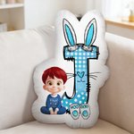 Personalized Cute Kid Cartoon Character Initial Shaped Throw Pillow Home Decor Birthday Gift for Boys Girls