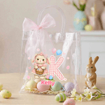 Sac cadeau personnalisé avec nom et noeud rose pour la chasse aux oeufs de Pâques Cadeau pour les enfants