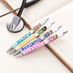 Personalized Cute Simple Line Nurse Draw Multicolor Retractable Glitter Ballpoint Pen with Name Appreciation Birthday Gift for Medical Staff