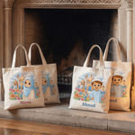 Personalized Ramadan Kid Pattern Canvas Tote Bag with Name Ramadan Decoration Stuffer Eid Gift for Boys Girls