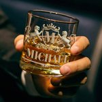 Personalized Golden Shield 10 oz Bourbon Whiskey Glass with Initial and Name Father's Day Birthday Gift for Grandpa Dad