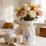 Personalized Exquisite Birth Flower Butterfly Ceramic Vase with Name Text Date Mother's Day Birthday Gift for Mom Grandma Female Friend