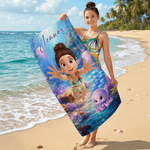 Personalizzato carino 3D personaggio subacqueo animale marino asciugatura rapida asciugamano da spiaggia in microfibra sovradimensionato con nome festa in spiaggia regalo di compleanno per bambini adu