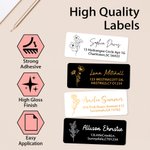 Personlige, vanntette klistremerker med navn og returadresse til venner og familie