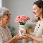 Personalized Exquisite Birth Flower Butterfly Ceramic Vase with Name Text Date Mother's Day Birthday Gift for Mom Grandma Female Friend