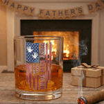 Personalized Flag Pattern Kid Name 10 oz Rock Whiskey Glass Old Fashioned Birthday Gift for Man Bartender Whiskey Enthusiast