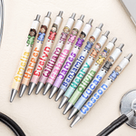Personalized Cute Simple Line Nurse Draw Multicolor Retractable Glitter Ballpoint Pen with Name Appreciation Birthday Gift for Medical Staff