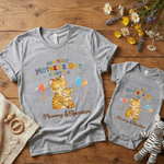 Personalised Cute Animals 100% Cotton Baby Bodysuit T-shirt Matching Outfit with Names First Mother's Day Gift for Newborn New Mom