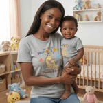 Personalised Cute Animals 100% Cotton Baby Bodysuit T-shirt Matching Outfit with Names First Mother's Day Gift for Newborn New Mom