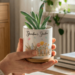 Personlig födelseblomma 1-7 namn Keramisk växtkruka med titel Daglig inredning Födelsedagspresent till mamma mormor