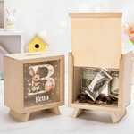 Tirelire en bois personnalisée Lapin de Pâques Tirelire avec nom Epargne quotidienne Cadeau de Pâques pour Garçons Filles