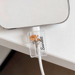 Personalised Birth Flower Set of 2 Acrylic Cable Protector with Name iPhone Type-C Phone Accessory Birthday Gift for Family Friends