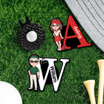 Personalized Cartoon Golf Character Golf Ball Marker with Magnetic Hat Clip and Name Birthday Game Day Gift for Golf Players Lovers