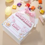 Ballon de baudruche personnalisé avec nom Boîte de Pâques avec nœud en papier Cadeau de fête pour les enfants Garçons Filles