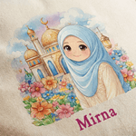 Personalized Ramadan Kid Pattern Canvas Tote Bag with Name Ramadan Decoration Stuffer Eid Gift for Boys Girls