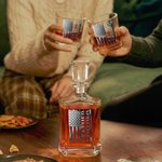 Personalized Vintage American Flag Whiskey Decanter with 1-6 Names Father's Day Birthday Gift for Liquor Lovers Men