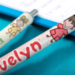 Personalized Cute Simple Line Nurse Draw Multicolor Retractable Glitter Ballpoint Pen with Name Appreciation Birthday Gift for Medical Staff