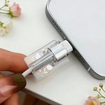 Personalised Heart Butterfly Flower Clear Cable Protector with Name for iPhone Type-C Charger Set of 2 Birthday Anniversary Gift for Family Friends