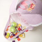 Personalized Cute Watercolor Bunny Corduroy Easter Basket with Name and Initial Outdoor Activities Easter Egg Hunting Gift for Kids