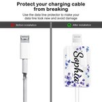 Personalised Heart Butterfly Flower Clear Cable Protector with Name for iPhone Type-C Charger Set of 2 Birthday Anniversary Gift for Family Friends