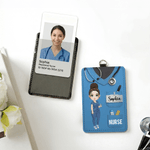 Personalizzato personaggio dei cartoni animati Porta badge in pelle PU con nome e professione Infermiere Giorno di apprezzamento regalo per il personale medico infermieristico