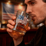 Personalized Eagle Statue of Liberty American Flag 10 oz Whiskey Glass with Name America's 250th Anniversary Gift for Dad Whiskey Lover