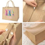 Personalized Diamond Design Effect Heart Rabbit Large Jute Bag with Name Daily Use Easter Gift for Kids Family