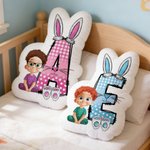 Personalized Cute Kid Cartoon Character Initial Shaped Throw Pillow Home Decor Birthday Gift for Boys Girls