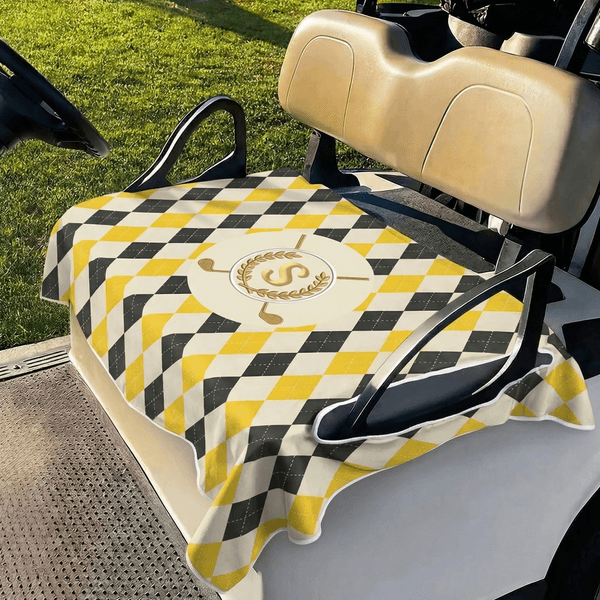 Funda de asiento de carrito de golf personalizada con nombre e inicial Accesorios para campos de golf Regalo de cumpleaños para golfistas Clubes de campo