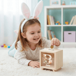 Tirelire en bois personnalisée Lapin de Pâques Tirelire avec nom Epargne quotidienne Cadeau de Pâques pour Garçons Filles