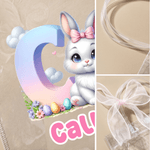 Personalized Cute Easter Bunny Clear Gift Bag with Name and Initial Easter Party Favors Gift for Kid