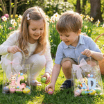 Sac cadeau personnalisé avec nom et noeud rose pour la chasse aux oeufs de Pâques Cadeau pour les enfants