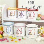 Conejito de Pascua personalizado Huevos de Pascua Inicial 12 oz Esmalte Taza con Nombre Pascua Fiesta Regalo para Niños Niñas