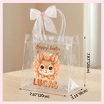 Personlig Happy Easter Cute Bunny Pink Ribbon Påskegavepose med navn Daglig bruk Påskegave til familien Jenter