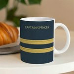 Tazza in ceramica personalizzata Pilot Epaulette Stripe con testo Regalo promozionale di pensionamento per il capitano pilota