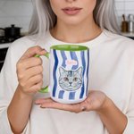 Tasse en céramique à rayures avec nom Cadeau de souvenir pour propriétaire d'animal de compagnie