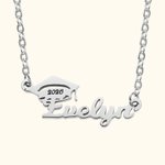 Personalised Graduation Cap Name Necklace with Engraved Year Graduation Gift for Graduates