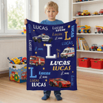 Personnalisé Cartoon Police Car Fire Truck Ambulance Multicolor Soft Throw Blanket with Name Home Decor Daily Use Birthday Gift for Children