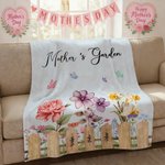 Personalized 1-7 Birth Flowers Butterfly Soft Throw Blanket with Names Home Decor Mother’s Day Birthday Gift for Mom Grandma