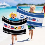Personalized Nautical Flag Quick Dry Oversized Beach Towel with Name Travel Essentials Birthday Summer Vacation Party Gift for Friends