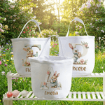 Personalized Cute Bunny Egg Easter Basket with Name and Initial Easter Party Eggs Hunting Gift for Kids