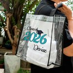 Personalized Class of 2026 Waterproof Clear Tote Bag with Year and Name Graduation Party Gift for Graduates Friends