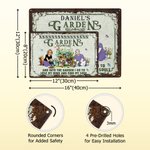 Personalized Garden Theme Cartoon Character Horizontal Metal Sign with Name Garden Door Decor Birthday Gift for Grandma Mom Garden Lover