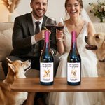 Personalised Watercolour Pet Portrait Wine Bottle Sticker Labels with Text and Date Anniversary Engagement Wedding Party Favors for Newlyweds Couples