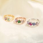 Personalised 1-5 Birthstone Cat Paws Sterling Silver Ring Dainty Jewellery Birthday Holiday Gift for Cat Lovers Pet Owners